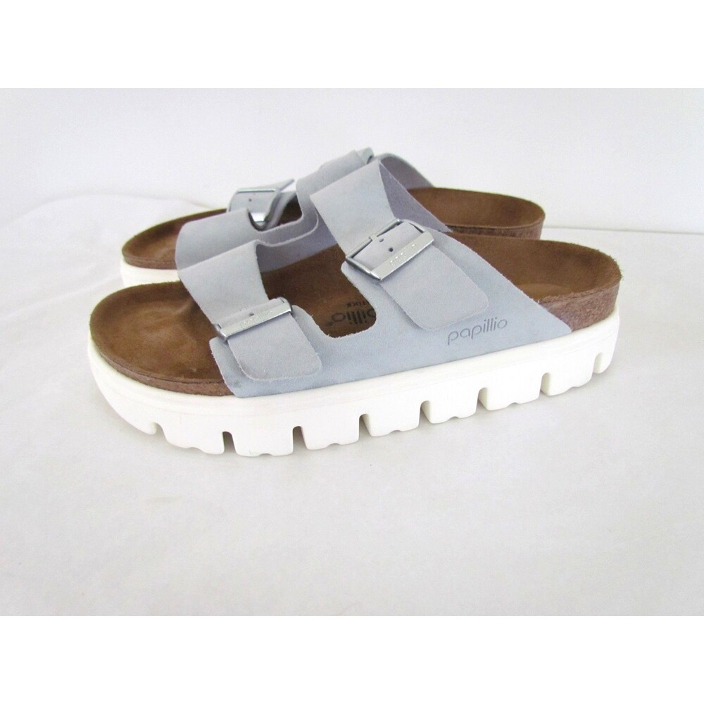 Papillio by Birkenstock Platform Sandals 42 Powder Blue Suede Chunky Sole